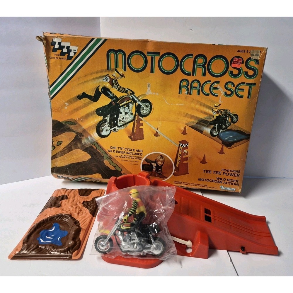 Vintage 1976 Kenner Motocross Race Set TTP Wild Rider Turbo Tower Of Power Toy
